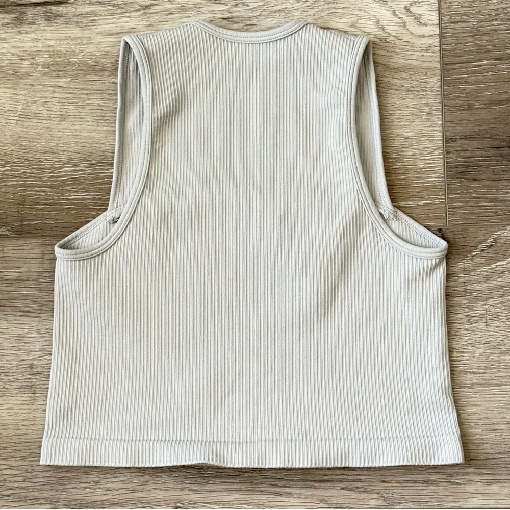 Women's Ribbed Gray Tank Top - Picture 3 of 3